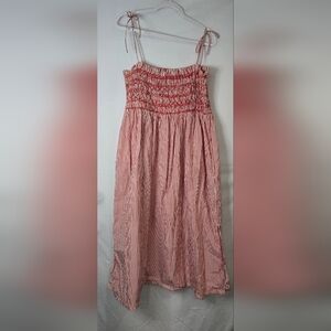 J. Crew Red And White Paloma Cotton Striped Dress Size XL